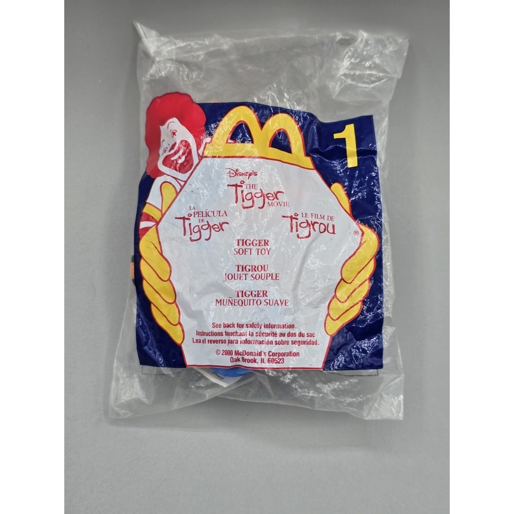 Tigger Plush Toy -‎ The Movie - Keychain Disney 2000 McDonalds #1 - Sealed -